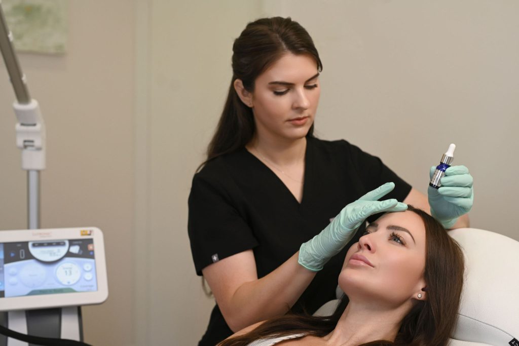 aesthetic nurse applying ZO chemical peel in Arnprior Ontario