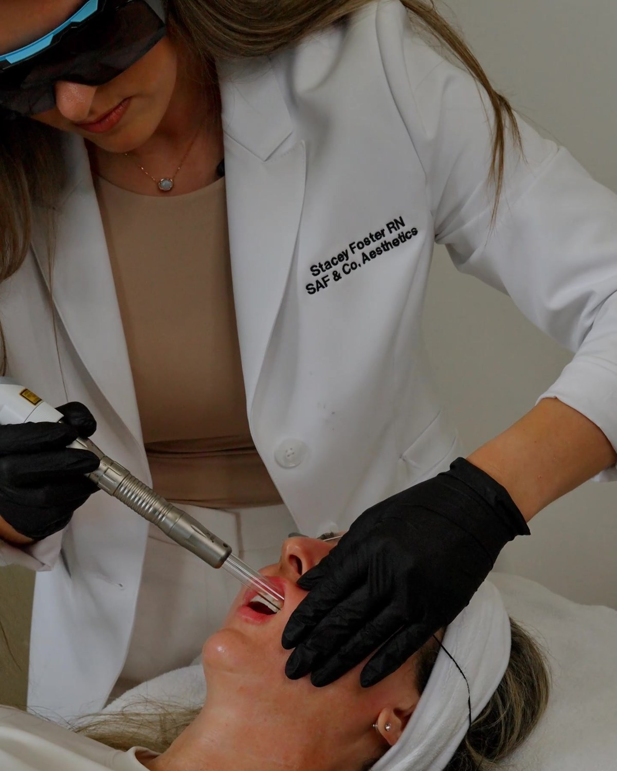 Stacey performing the intraoral SmoothLifting pass of a Fotona 4D treatment at Arnprior Med Spa